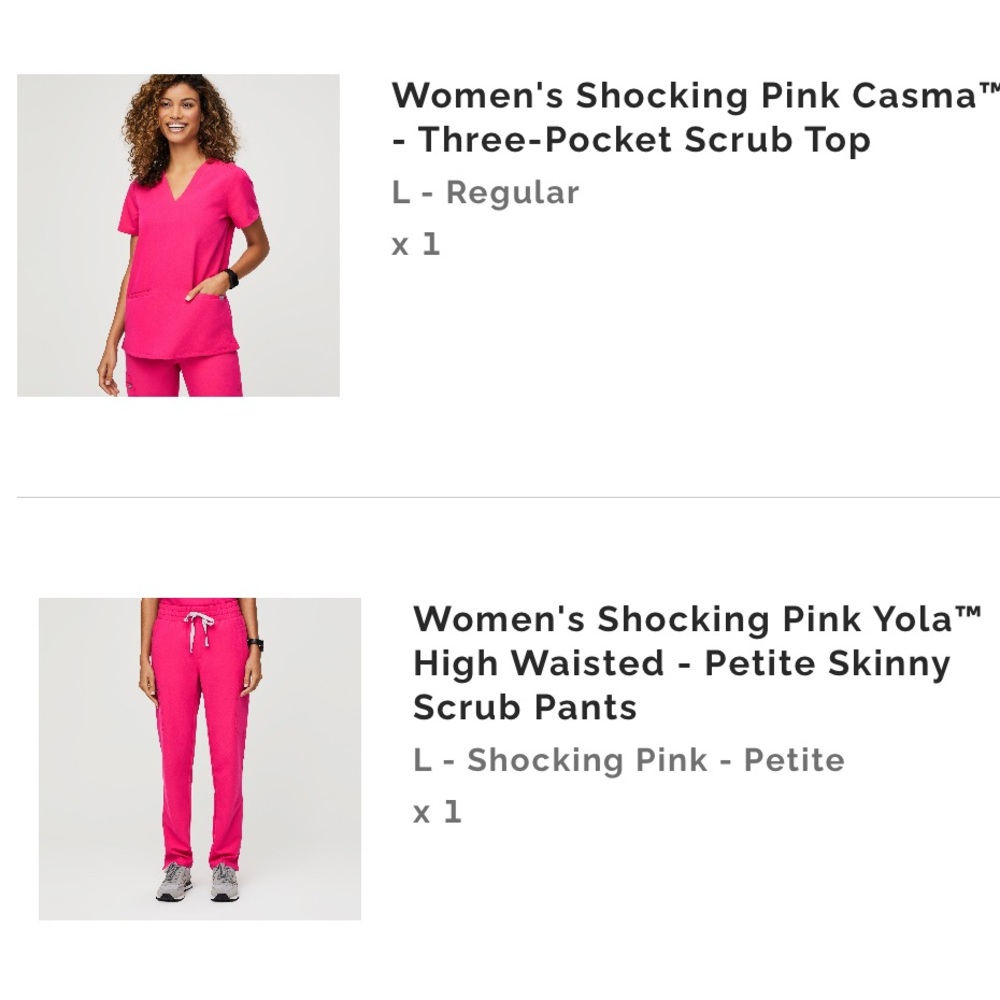 Figs Shocking Pink Scrub Set Petite